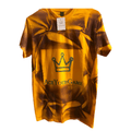 One - of - a - Kind “AceYourGame” Crown Tee — Gold Shirt, Blue Logo, Purple Fade (Stencil Design) - AYGOfficialStore